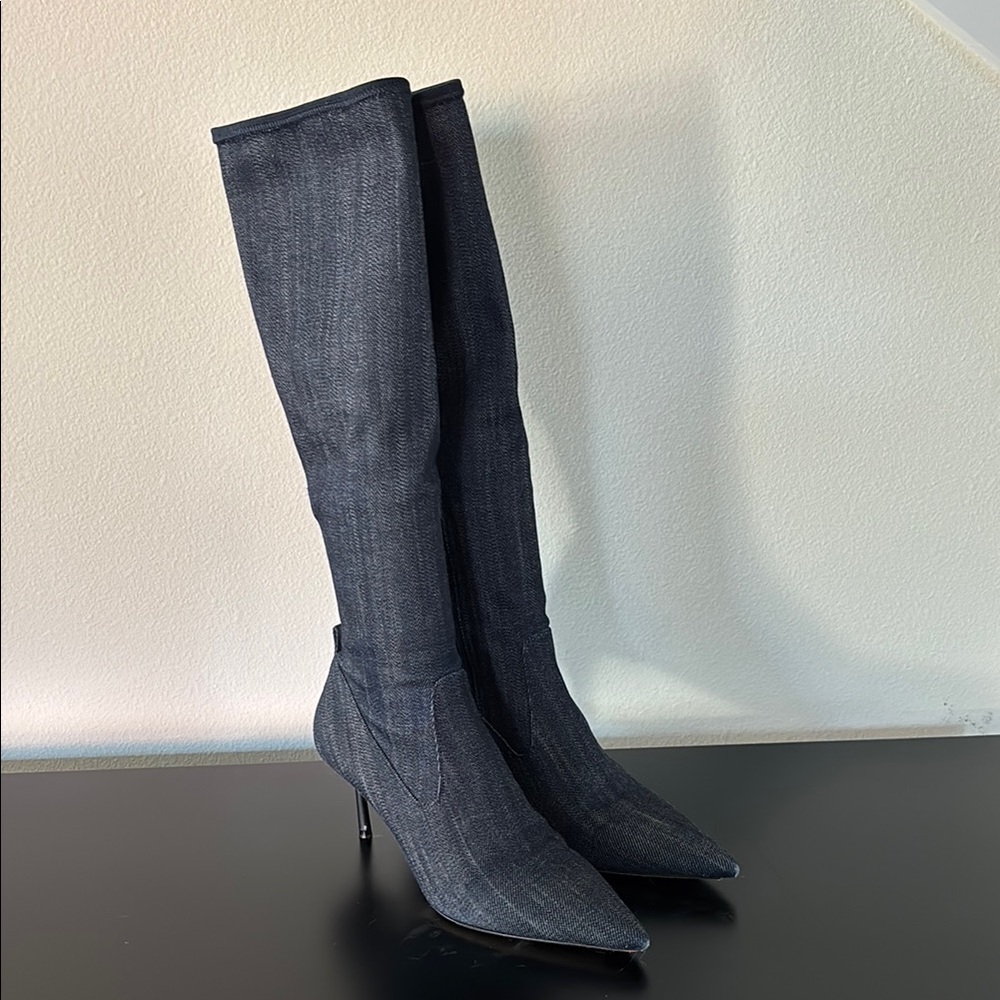 Miu Miu Denim Knee-High Boots